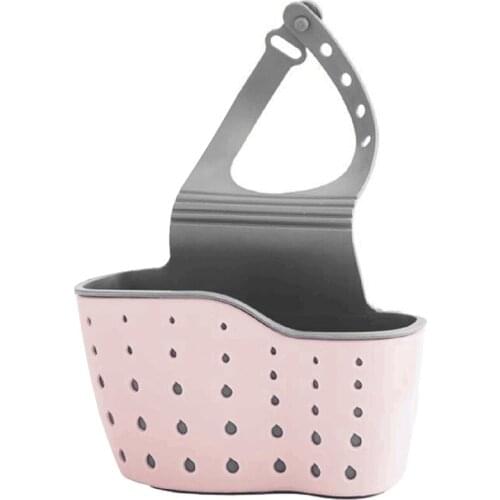 Kitchen Sink Caddy Sponge Holder Silicone Plastic Soap Holder Hanging Ajustable Strap Faucet Caddy with Drain Holes