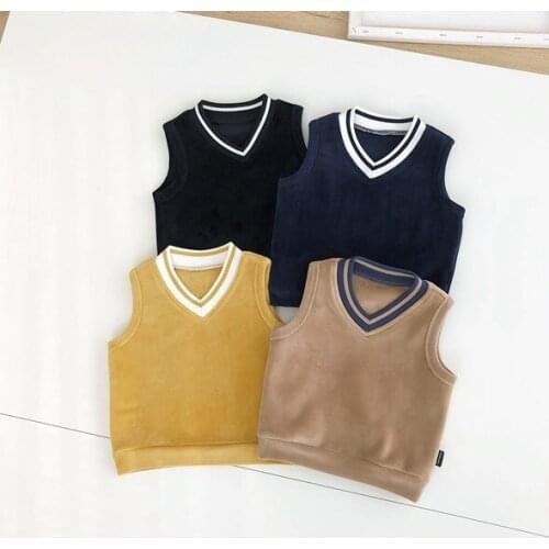 Childrens Winter Vests Coats 2020 New Childrens Warm Vest College Wind V-neck Island Fleece Baby Boys Waistcoat Kids Vest 2-6Y