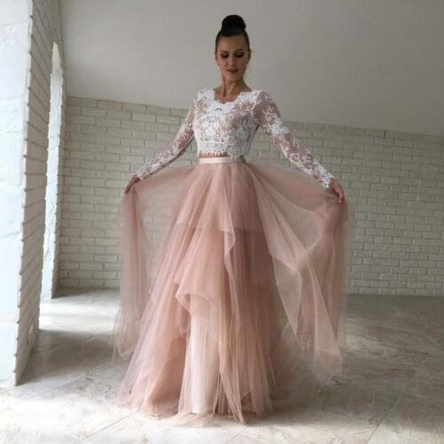 Eye Catching Champagne Long Bridal Tulle Skirts Zipper Asymmetrical Mesh Tulle Long Women Skirts Bridesmaid Tulle Skirt