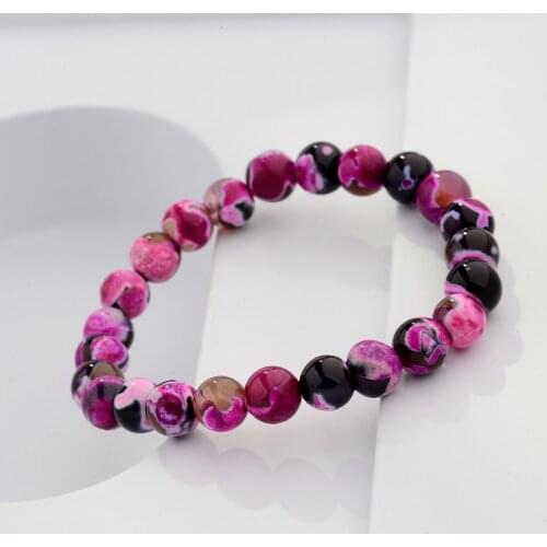 DOUVEI 8mm Genuine Colorful Natural Tourmaline Stone Bracelets For Women Yoga Charm Stretch Round Bead Bracelet Wholesale