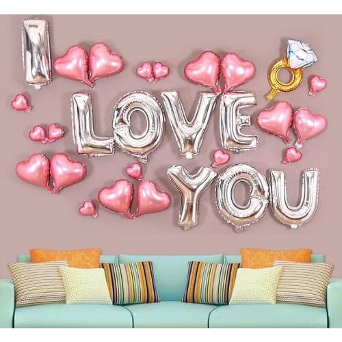 1set I LOVE YOU Foil Balloons Birthday Party Decorations Adult Anniversary Valentines Day Wedding Decoration Aluminium Ballons