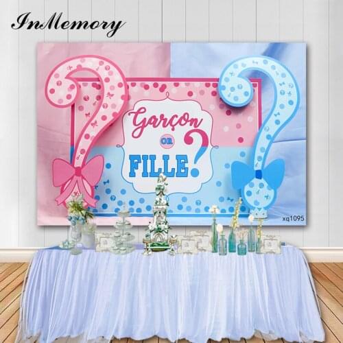 InMemory Boy Girl Gender Reveal Backdrops Newborn Photography Props Pink Blue Garçon Or Fiille Baby Shower Photo Backgrounds