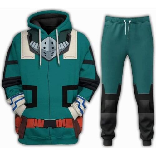 Anime Boku no Hero Academia Midoriya Izuku Cosplay Costume Hoodie 3D Printed Pants Polyester Uniforms Free Shipping