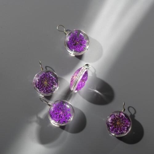 18# Alloy Hook Flat Glass Ball Dried Colored Conical Stone flowerst inside With Hook #IY521