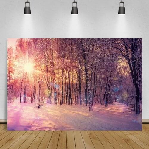 Laeacco Winter Snow Forest Background Sunshine Light Bokeh Snowfield Natural View Child Portrait Photograph Backdrop Photostudio