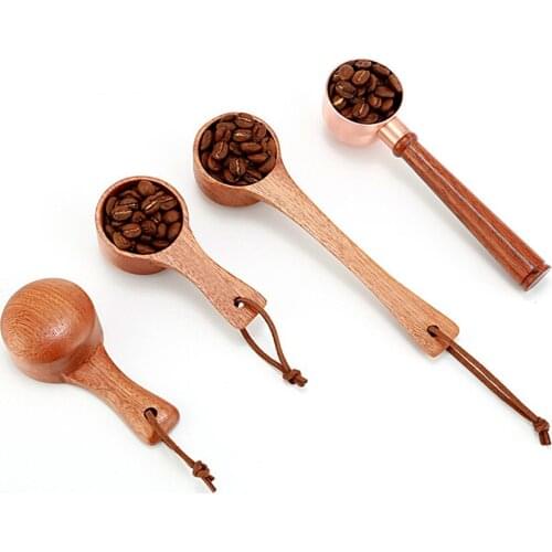 1Pcs Natural Wood Coffee beans Spoons Scoop For Coffee Tea Small Sugar Salt Flatware Wood Spoons Tools Kitchen Supplies