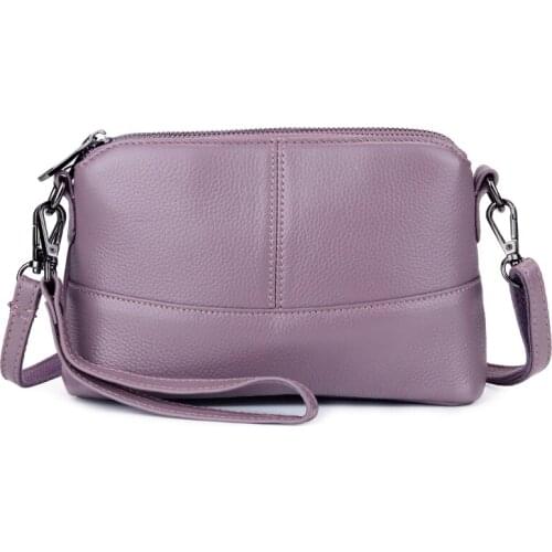 Best Design Light Purple/Red Colors Crossbody Bags For Women Shoulder Messenger Clutch Bags Genuine Cow Leather Purses