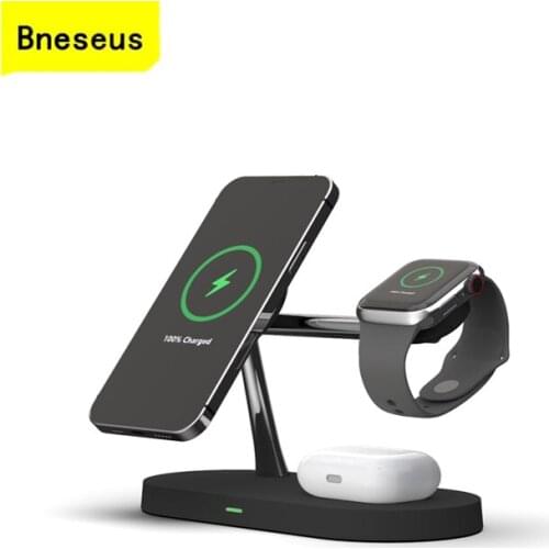 Suitable For iphone12 MagSafe Watch Bluetooth Headset Three-in-one Magnetic Wireless Fast Desktop Charger Bracket With LED Light