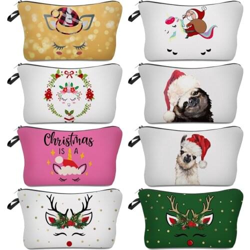 Lovely Unicorn Printed Waterproof Cosmetic Bags Christmas Style Multiple Pattern Makeup Totes For Women Girls High Quality