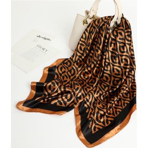 Fashion Print Square Scarf For Women Headscarf Silk Shawl Satin Hijab Neckerchief Female Handkerchiefs For Hair Bandana Headband