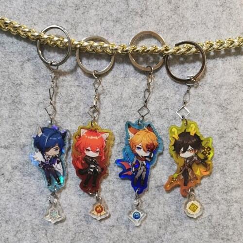 NEW Game Genshin Impact Diluc Tartaglia Kaeya Zhongli Eye of God Acrylic Keychain Toys Pendant Anime Bag Keyrings Xmas Gifts