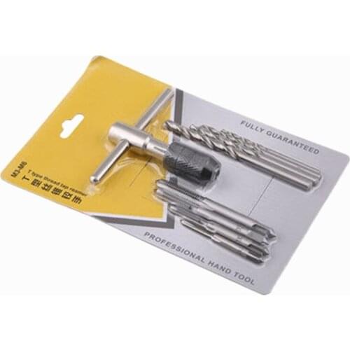 2021 New 9Pcs Multi-function Adjustable M3-6 T-Handle Tap Holder Wrench Thread Taps Set