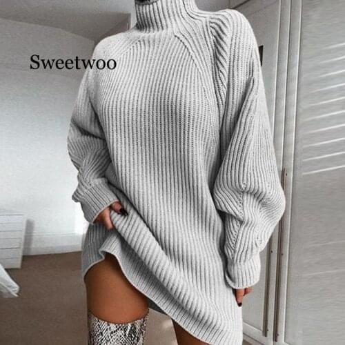 Autumn Winter High Collar Women Sweaters Long Sleeve Casual Sweater Knitted Jumpers Sweater pullover women oversized sweater