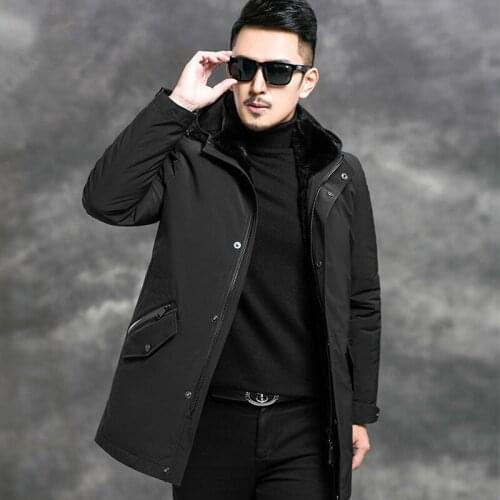 2020 New Parka Winter Jacket Real Coat Men Mink Collar Natural Rabbit Fur Liner Warm Parkas Man 4556 KJ2980