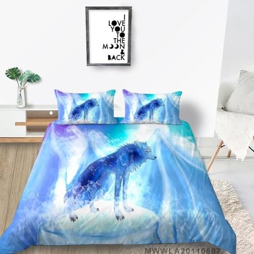 Wolf Print Bed Set Queen Size Fashionable 3D Colorful Duvet Cover Cartoon King Twin Full Double Single Bedding Set Iceberg
