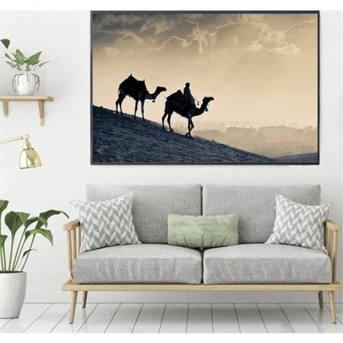 Camel Setting Sun Desert Landscape Canvas Posters Prints Wall Art Painting Decorative Picture Modern Living Room Home Decoration