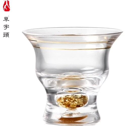 Transparent crystal mouth single gold edge bottom filling gold foil cup 50ml 501107-1