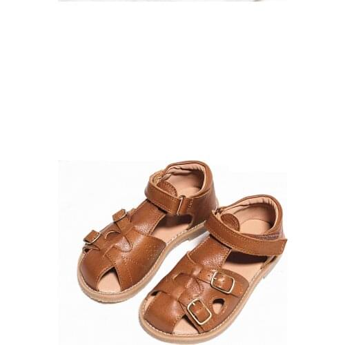 Summer Real Leather Boys Sandals Sports Closed Toe Breathable Girls beach shoes Cowhide Casual cozy Childrens shoes 6T