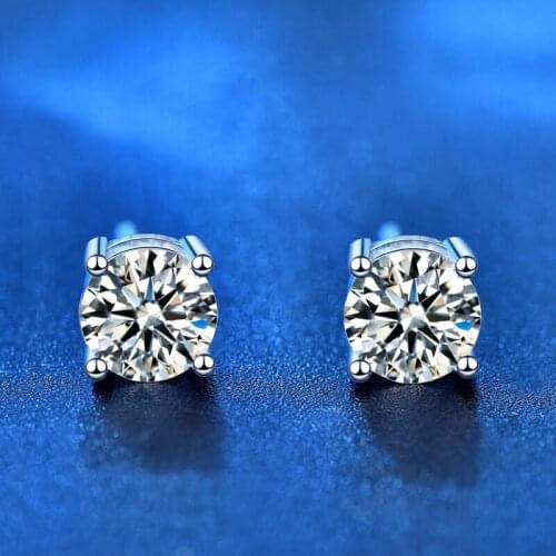 Moissanite Earring 925 Silver 50Points 1.1g White Diamond Korean Style Earrings For Women Personality Ins Wedding Party Jewelry