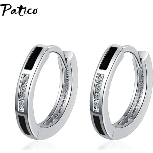 New Arrival Vintage Korean Style Crystal Hoop Earrings For Women Girls Party 925 Sterling Silver Trendy Jewelry Wholesale