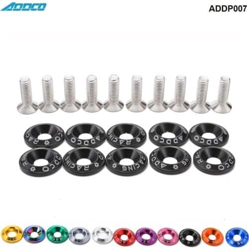 Addco Car M6 Wide 10Pcs Hex Screw Bolt Bumper Fender Washer Anodized Aluminium Kit ADDP007
