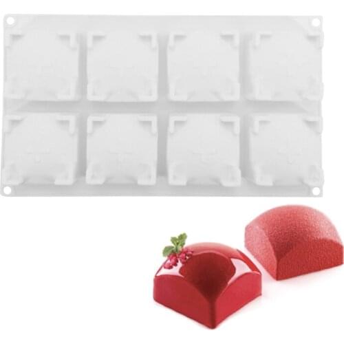 Silicone 8 Cavity Squared Sphere Shape Cake Baking Mold For Cakes Dessert Pastry Mould Decorating Bakeware Tools