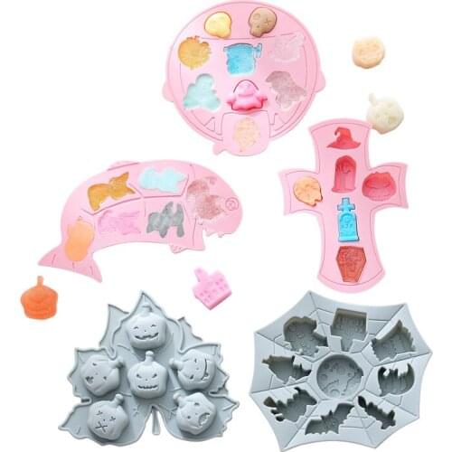 Halloween Ghost Pumpkin Silicone Molds Cake Chocolate Gummy Mold Candy Fondant Mould Cake Decorating Tools Baking Accessories