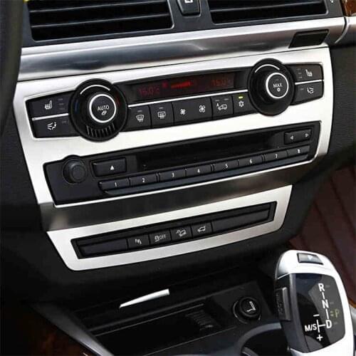 Car Styling Center Console Air Conditioning CD Control Panel Decoration Cover Sticker Trim For BMW X5 X6 E70 E71 Accessories
