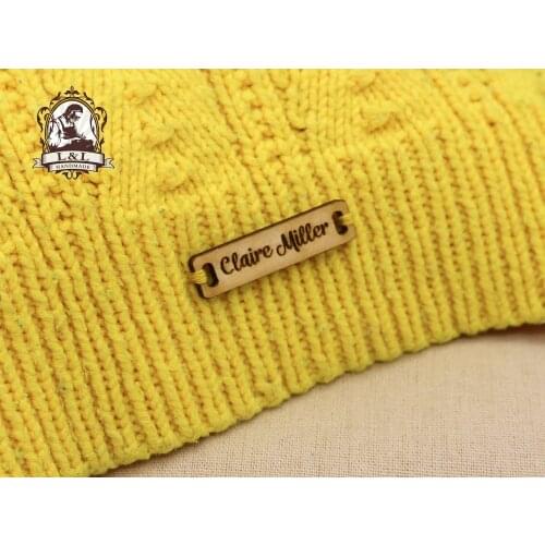 Custom garment labels, engraved wooden, knitting tags, crochet labels, logo, branding labels (WD1406)