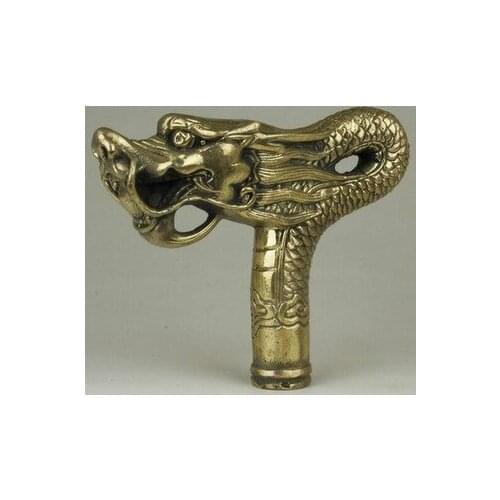 YM 324 Superb Vintage Collection Old Handmade Brass Tiger Statues Crutch Handle