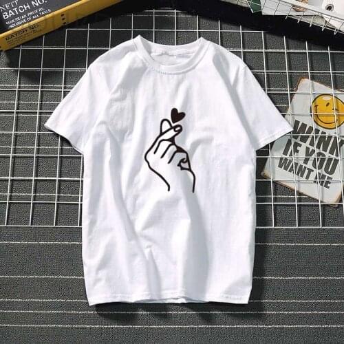 Than heart Printing T Shirt Women Funny Summer Tshirt femme Harajuku cactus Summer Printed Lady kawaii cute tops Tee black/white