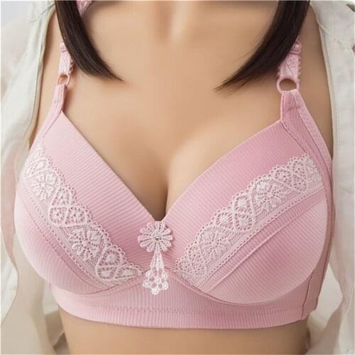 Women Back Buckle Cotton Bra Wire Free Plus Size Underwear Widened Shoulder Straps Lace Brasieres Female Comfort Bralete