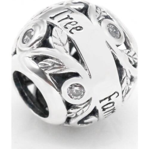 925 Sterling Silver Family Tree Charm with CZ Fit Original Pandora Charms Bracelet For Family Jewelry Making
