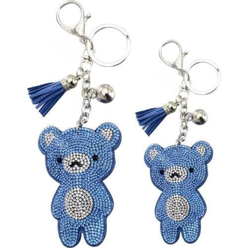 ZOSHI 2020 Fashion Car Play Full Crystal Rhinestone Bear Key Chain Silver Plated Chain Keychain Bag Car Hanging Pendant Jewelry