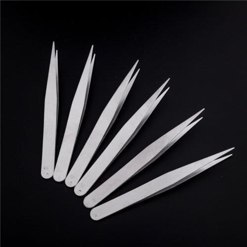 1Pcs 12.5cm Practical Stainless Steel Straight&Elbow Tweezers Handmade DIY Making Jewelry Tools Pick Up Small Parts Bead Lashes