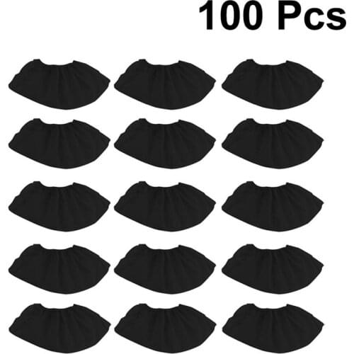 100Pcs Black Disposable Non-woven Shoe Cover Thick Nonwoven Shoe Cover One-time Shoe Cover Non-slip Shoe Cover Dustproof (Black)