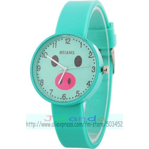 100pcs/lot fashion pig nose cute silicone watch lovely kids quartz casual rubber wrist watch for children wholesale jelly watch