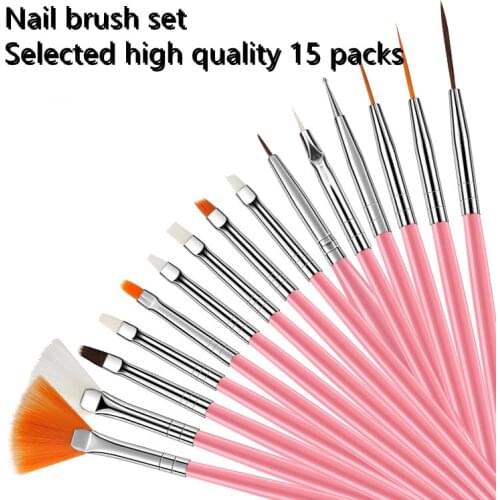 15 pcs Professional Nail Art Brush Set Line Drawing Painting Pen UV Gel Polish Designs Acrylic Perfect Manicure Books On Tools