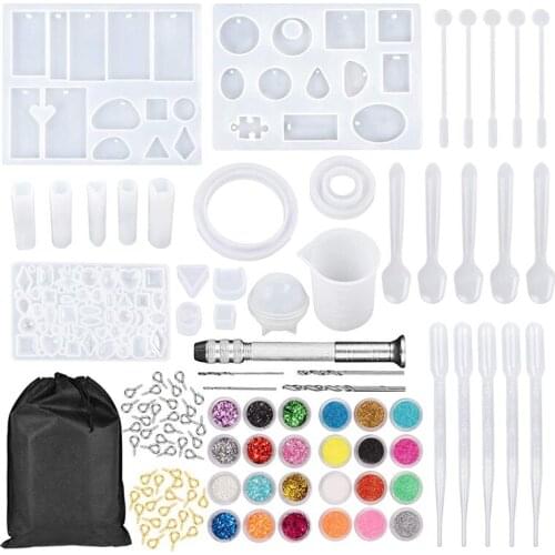 159Pcs DIY Jewelry Resin Casting Molds and Tools Full Kit Silicone Molds for DIY Jewelry Pendant Craft Making Set
