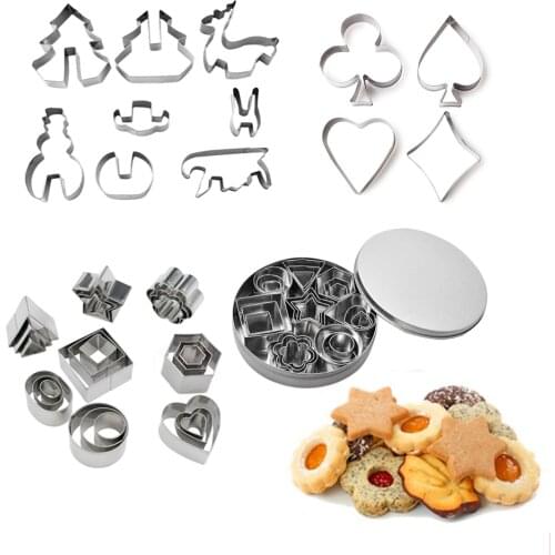 4/8/10/24Pcs Stainless Steel Mini Cookie Cutter Set Biscuit Cookie Mold Christmas Pastry Cutters Slicers Baking Tools