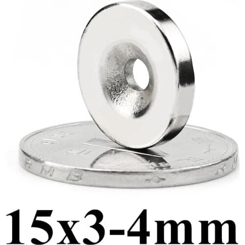 5pcs Super Strong Round Neodymium Countersunk Ring Magnets 15mm x 3mm Hole: 4mm N50 Neodymium Magnet Free Shipping