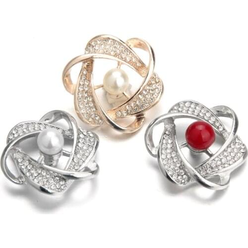 5pcs/lot New Rose Gold Snap Button Jewelry Big Crystal Metal Flower Snap Button Fit Ginger 18mm Snap Button Bracelet Bangles