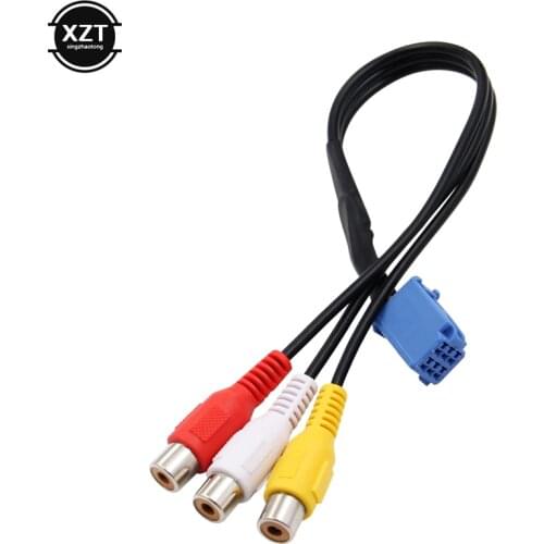 Black Car RCA Video Adapter Signal Input Cable for Toyota 6 Pin Blue AV Port Connector