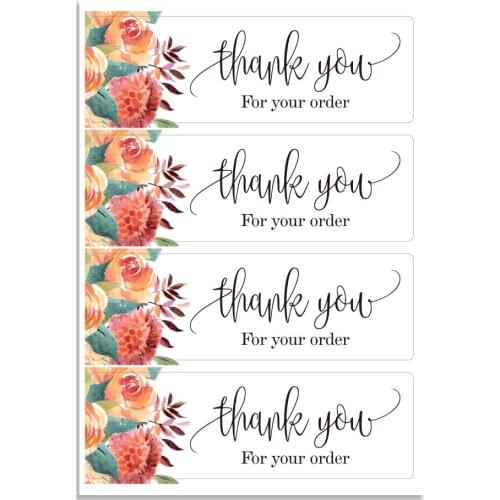 20-100PCS Flower Pattern Rectangular Thank you sticker 5x10cm Adhesive Sealing Sticker Labels For Packaging Box Gift Decoration