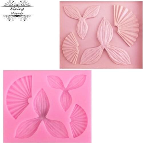 DIY fan shape silica gel mold Soft Candy Party cake decoration tool candy clay Chocolate Mold