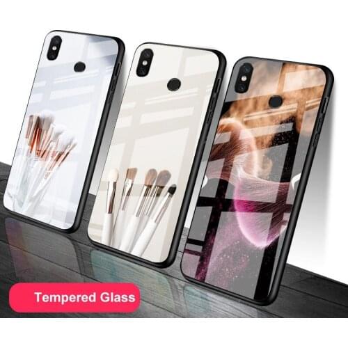 Makeup brush Tempered Glass Phone Case For Redmi Note 5 6 7 8 9 Pro Note8T Note9S Redmi8 9 Cover Shell