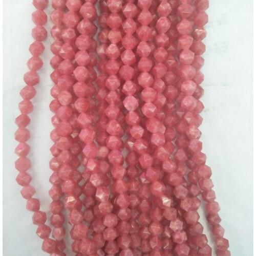Big Faceted Natural Rhodonite Stone Beads Round Polygonal Loose Cut Rhodochrosite Stone Beads For Jewelry Making 6/8/10/12mm
