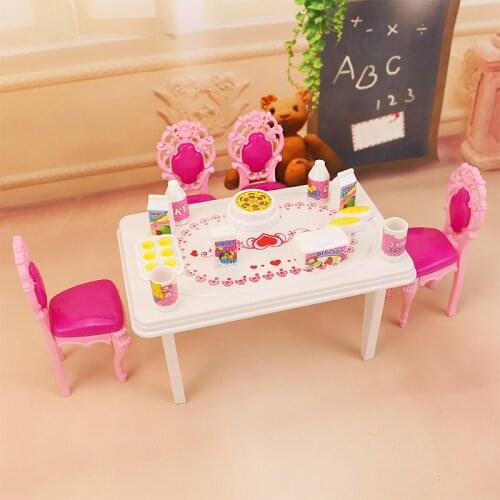 17pcs In 1, Dinner Table Set For Barbie And Kelly Dolls House Furniture, Doll Accessories