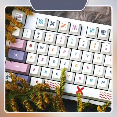 Memphis Keycap 125 Key Cherry Height PBT Sublimation Mechanical Keyboard Keycap Cross Shaft for Cherry MX Switch 61/64/68/78/87