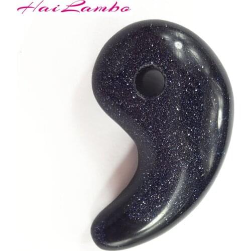 HaiLambo Fashion Handmade Blue Goldstone Carved Magatama Pendant Comma Beads Classic Amulet Jewelry Pendants Bead for Gift GY06